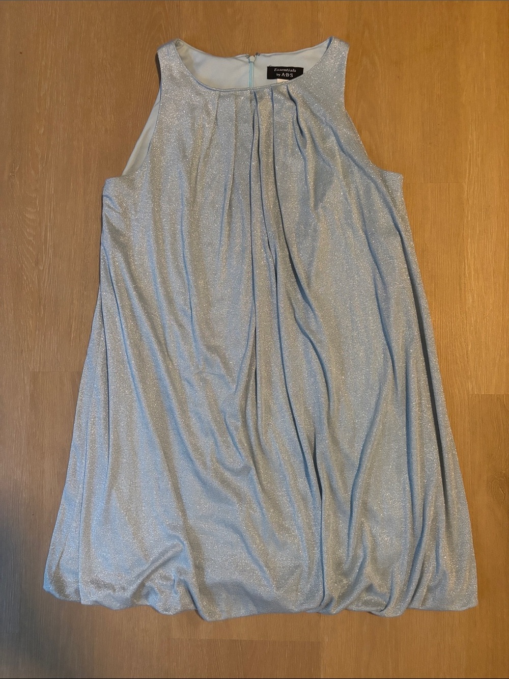 Essentials by ABS Light Blue Silver Sparkle Sleeveless Dress size 12